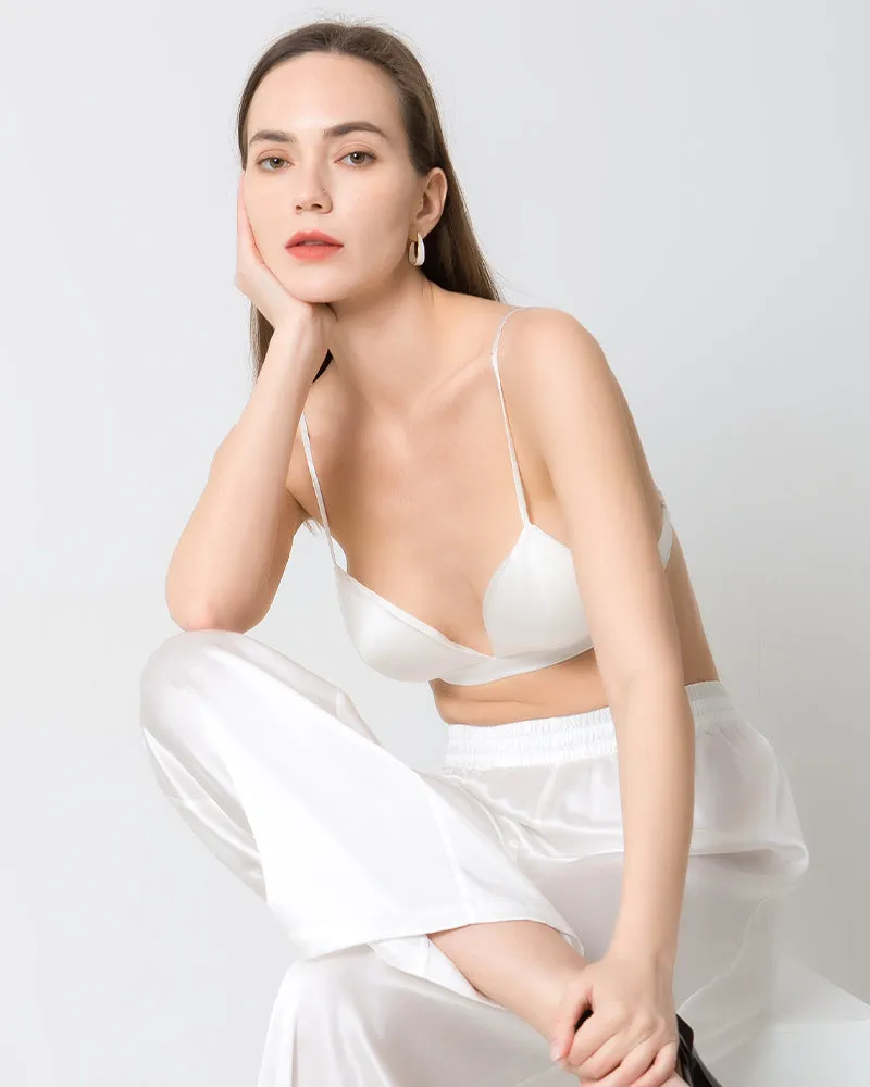 100% Silk Satin Soft Breathable Cap Wireless Bra