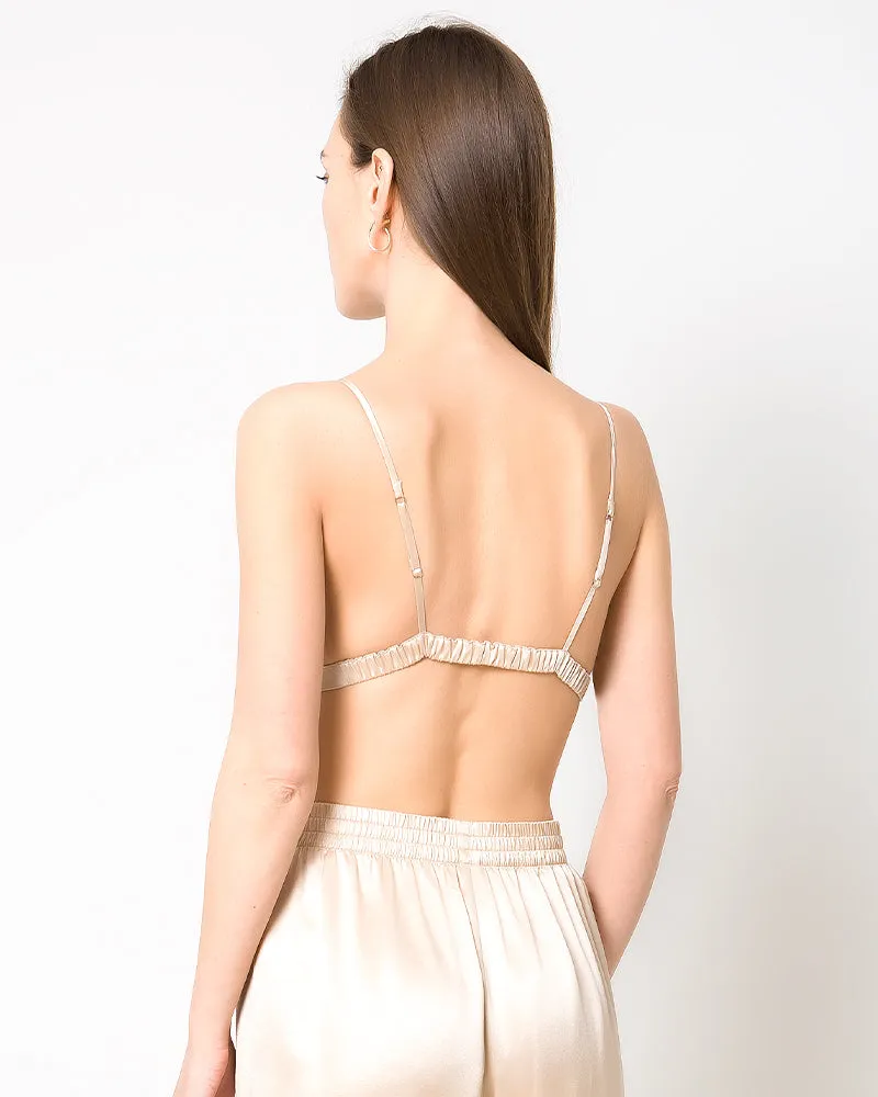 100% Silk Satin Soft Breathable Cap Wireless Bra