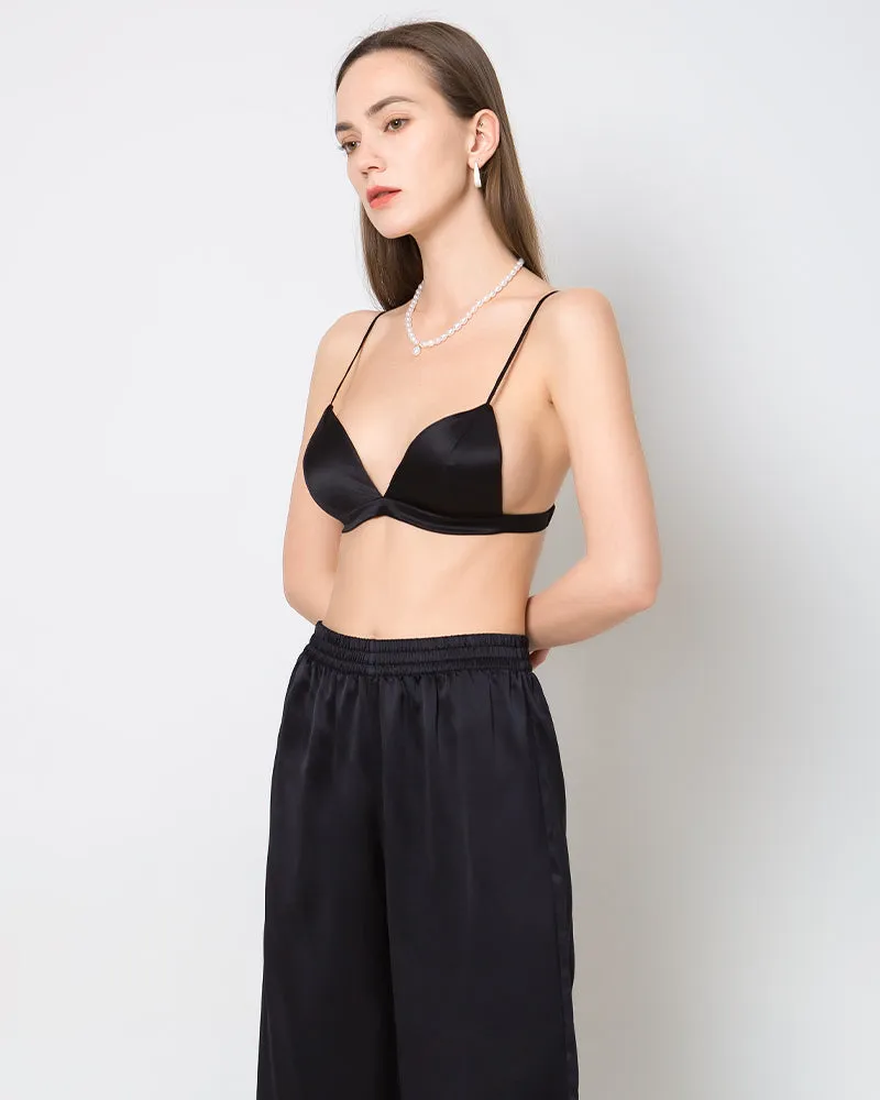 100% Silk Satin Soft Breathable Cap Wireless Bra
