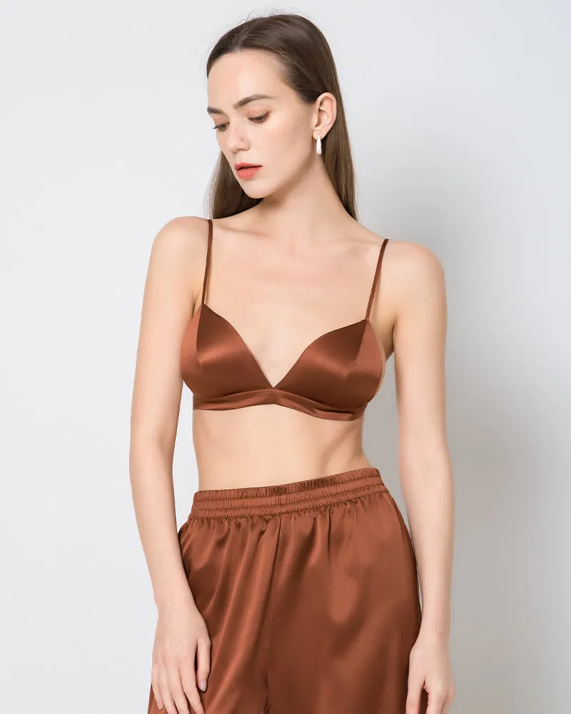 100% Silk Satin Soft Breathable Cap Wireless Bra