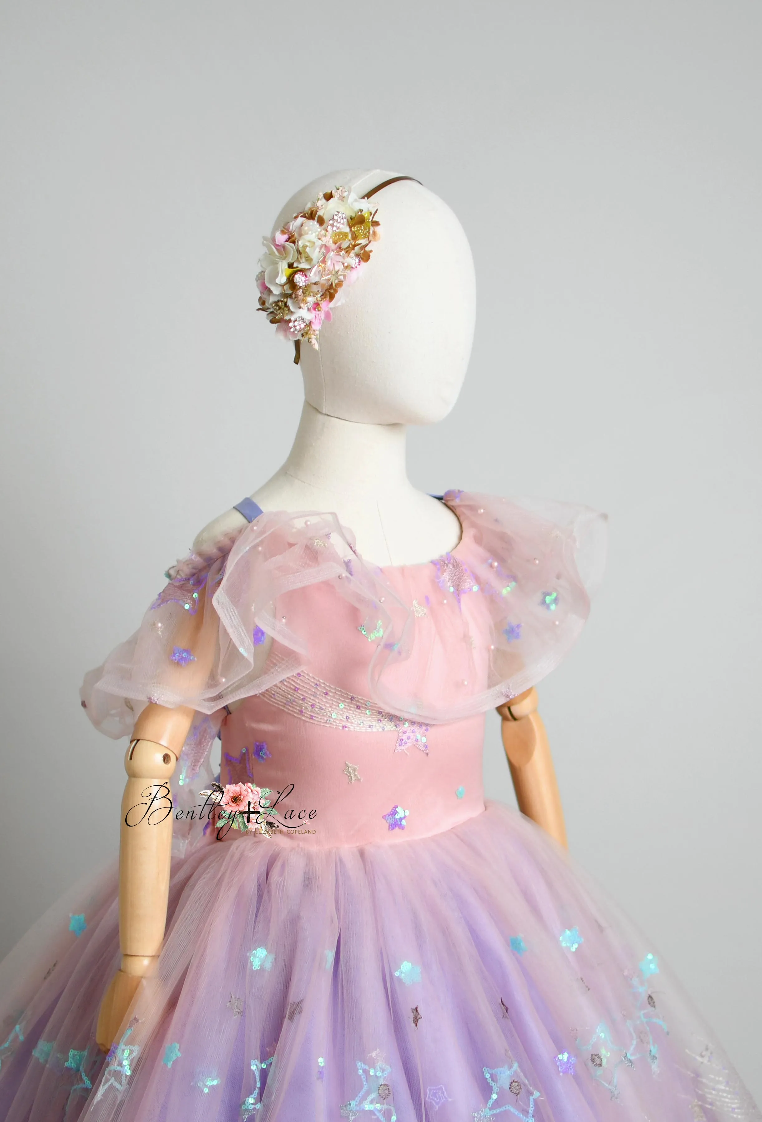 All That Shimmers  - Pink and Purple Floor long gown (7 Year-Petite 9 Year)