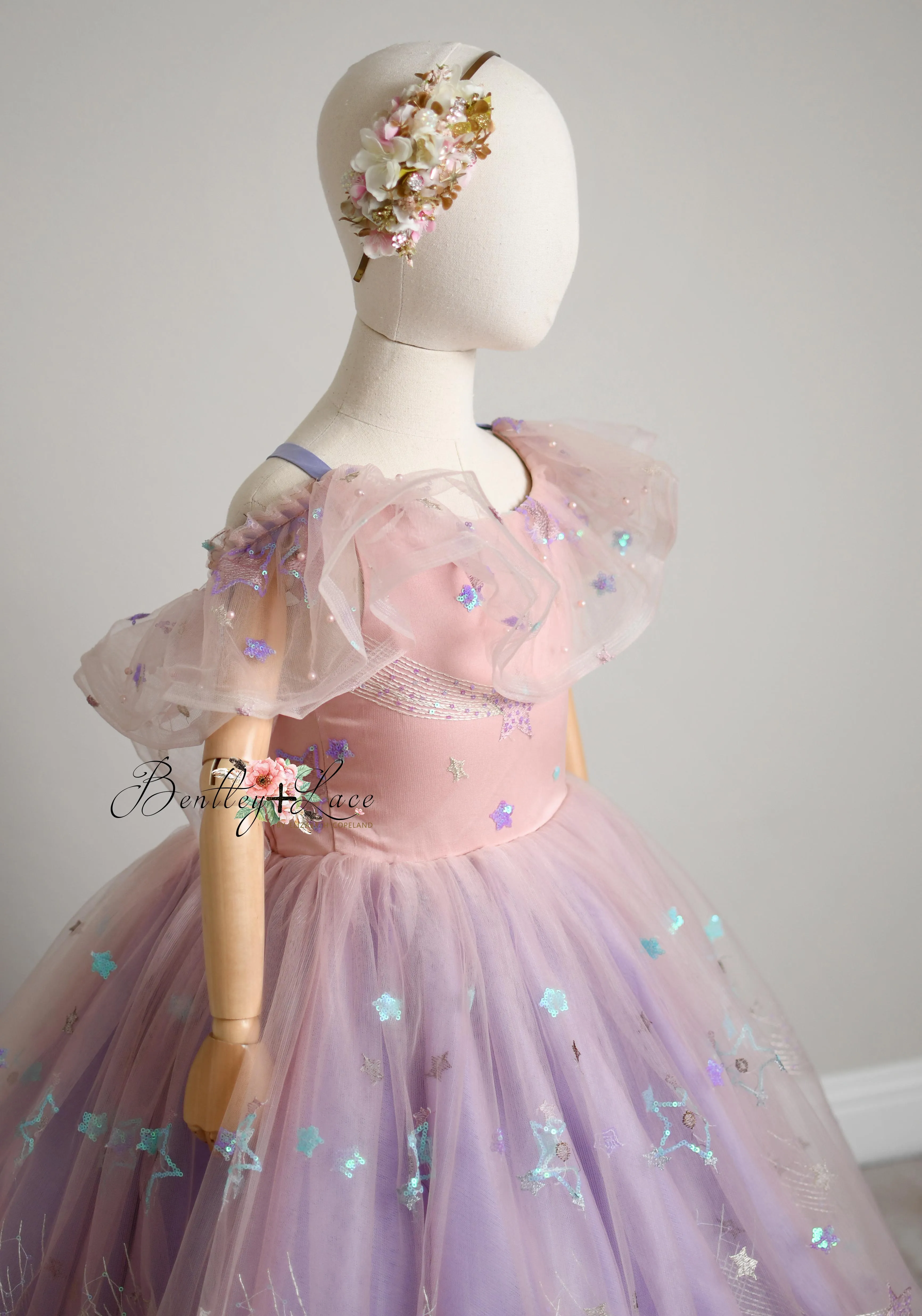 All That Shimmers  - Pink and Purple Floor long gown (7 Year-Petite 9 Year)