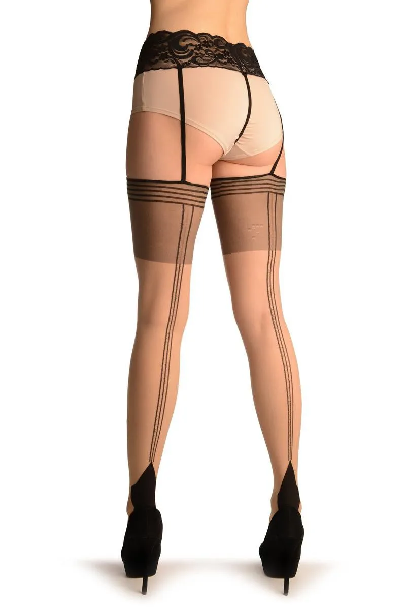 Beige With Triple Seam & Attached Underwear, Belt