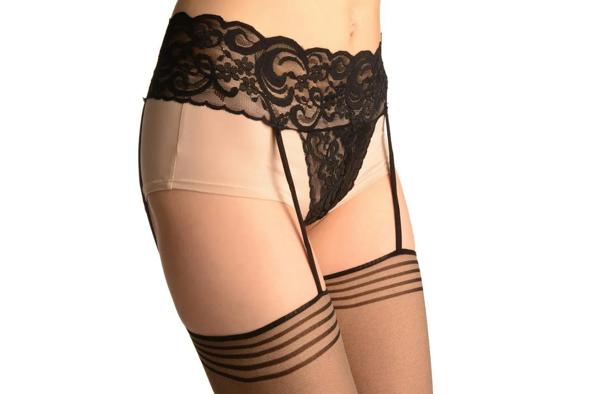 Beige With Triple Seam & Attached Underwear, Belt