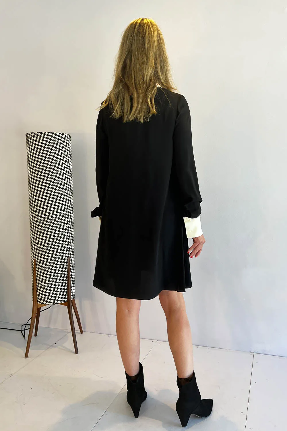 No. 21- Collared Mini Shirt Dress: Black