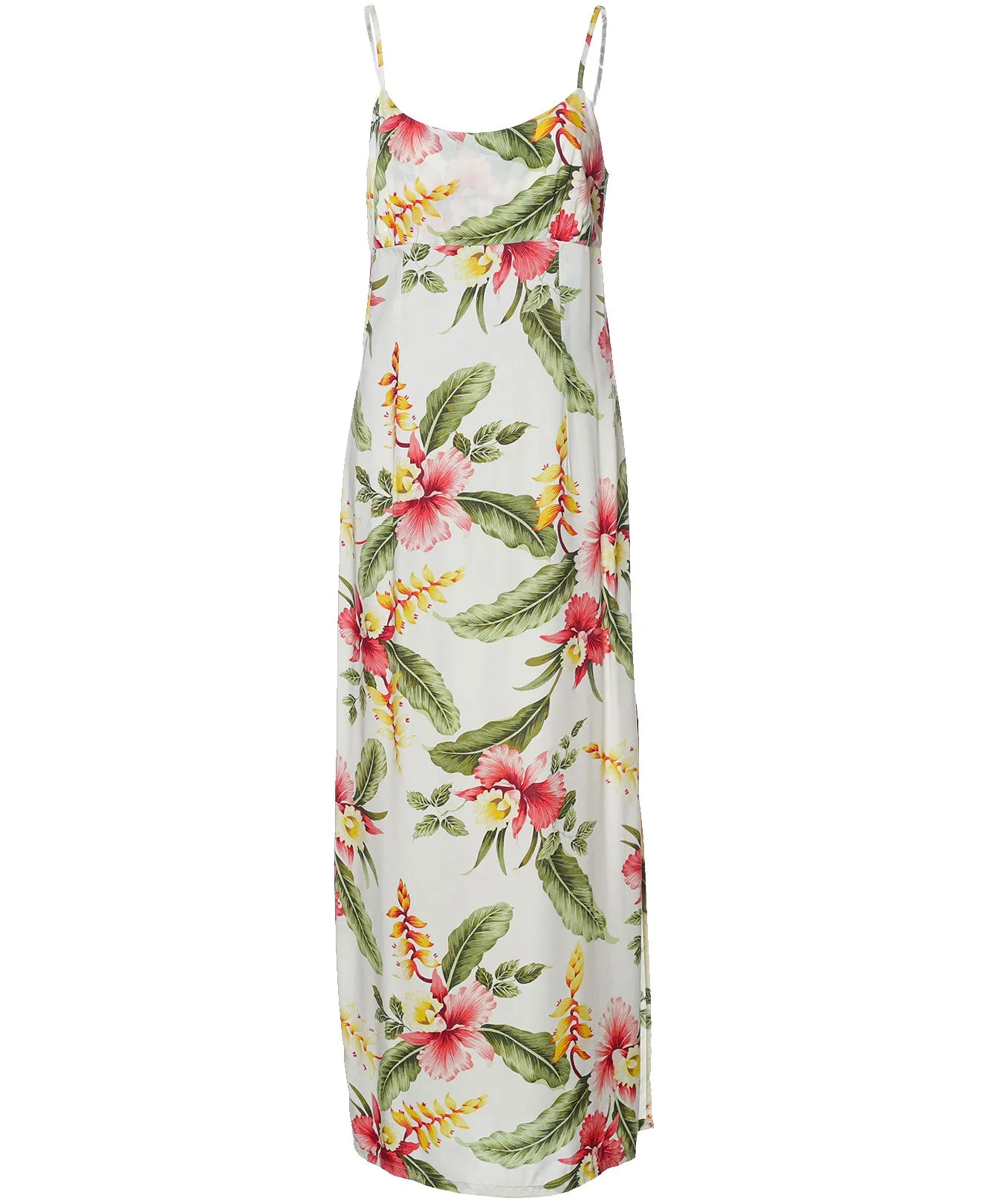 Orchid Pua Long Maxi Hawaiian Dress Skinny Straps