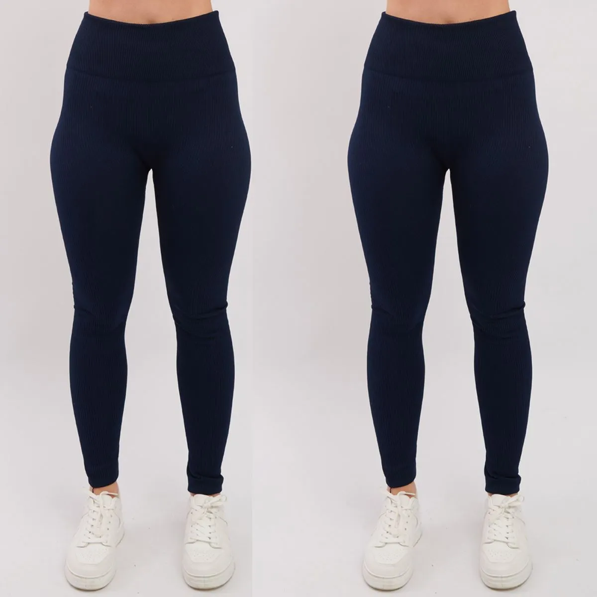 Plain Ribbed Elasticated Waistband Legging_GRWO
