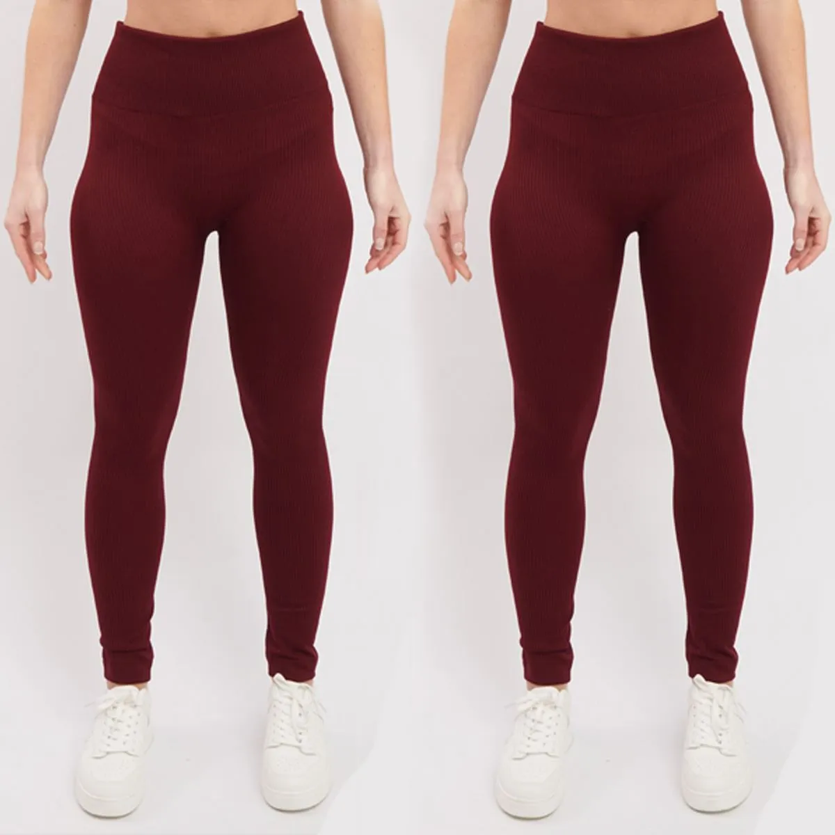 Plain Ribbed Elasticated Waistband Legging_GRWO