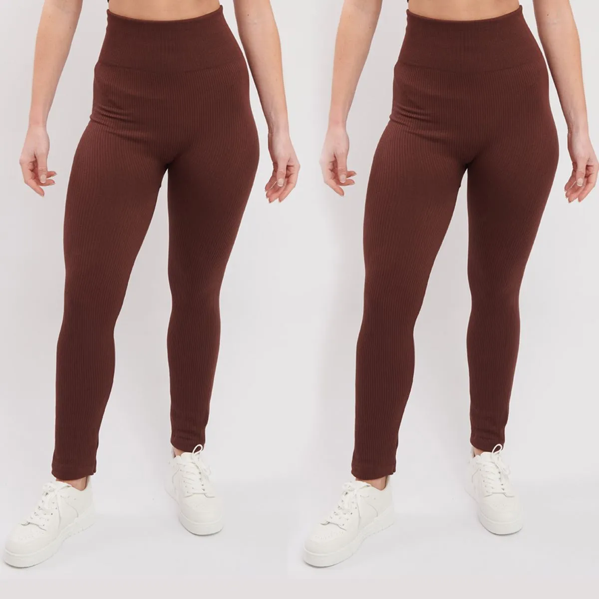 Plain Ribbed Elasticated Waistband Legging_GRWO