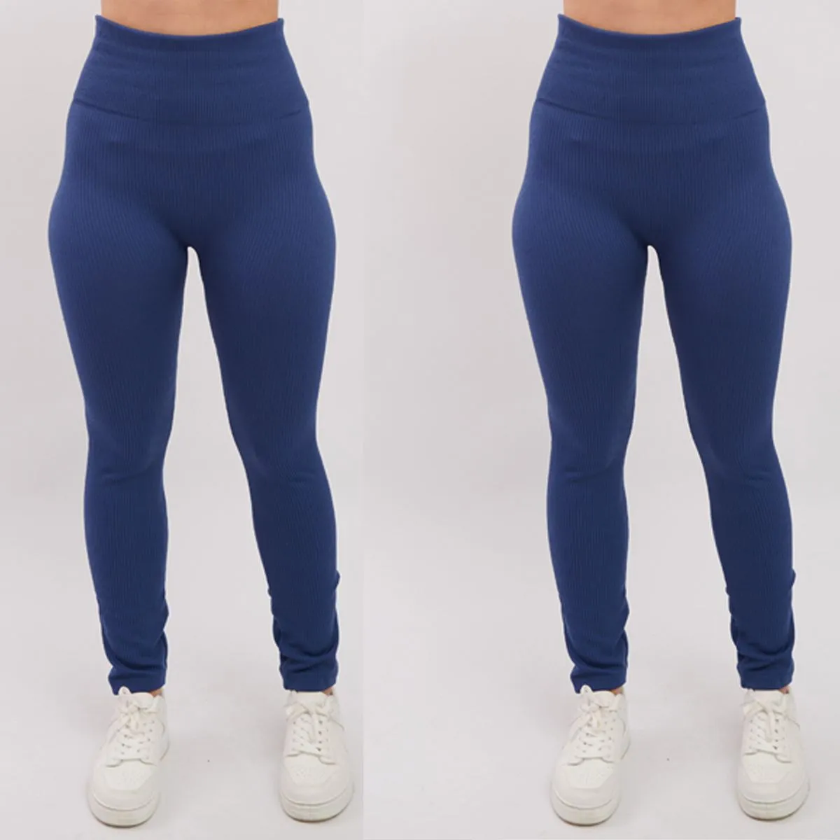 Plain Ribbed Elasticated Waistband Legging_GRWO