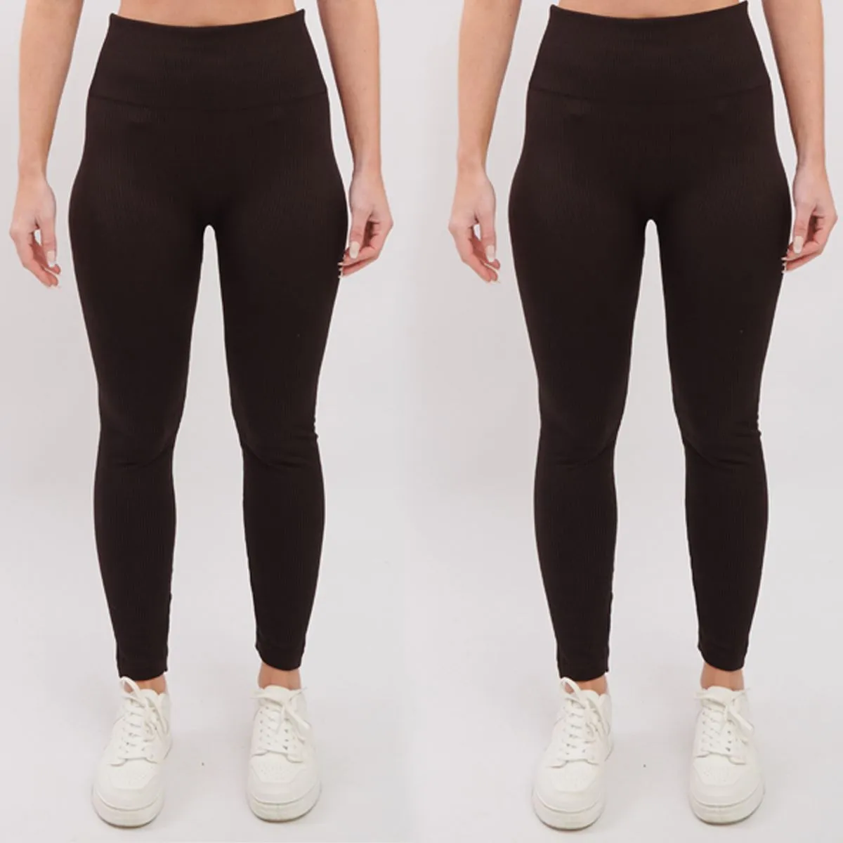 Plain Ribbed Elasticated Waistband Legging_GRWO