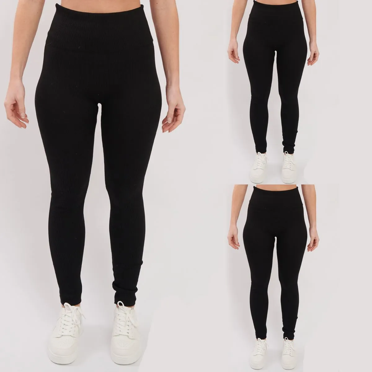 Plain Ribbed Elasticated Waistband Legging_GRWO