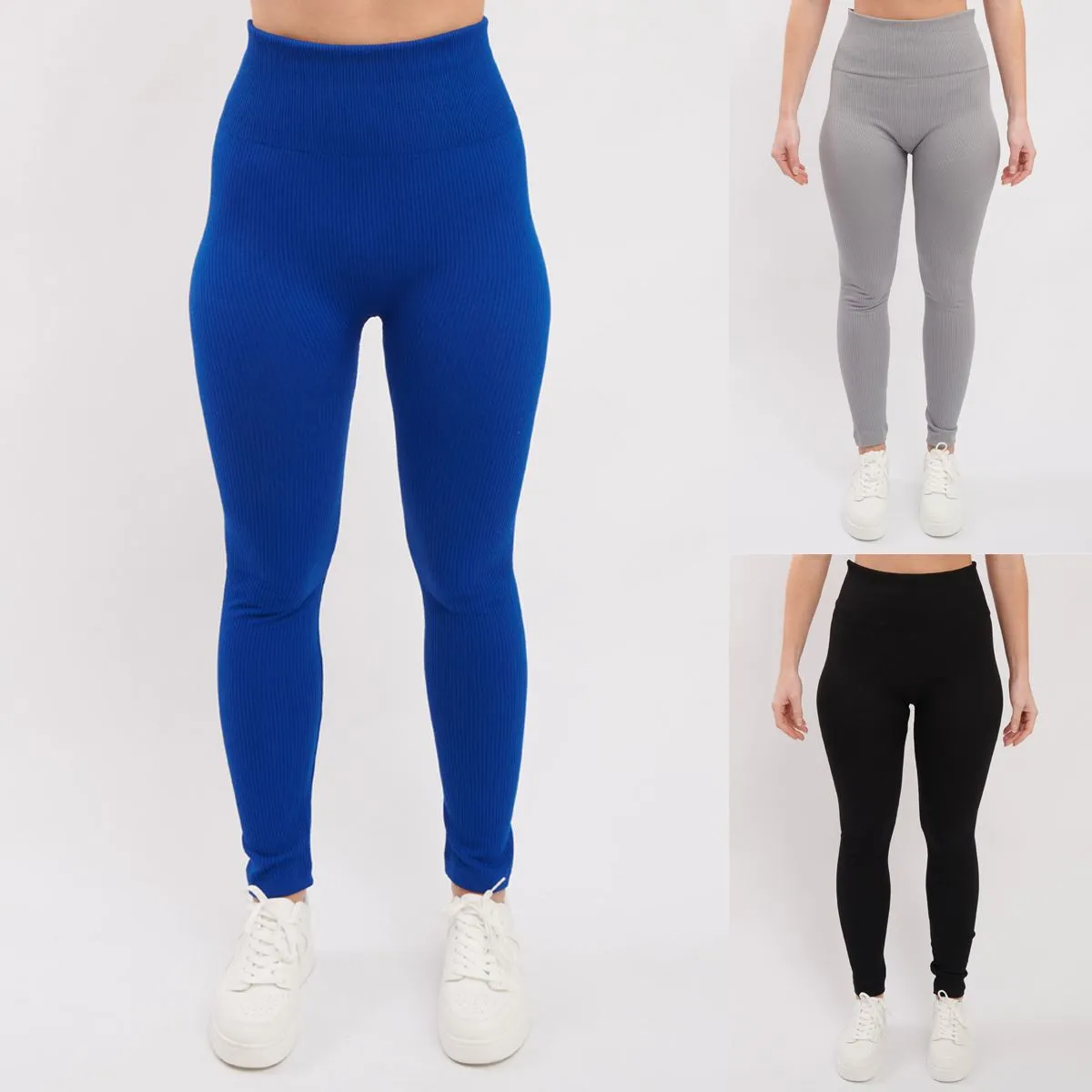Plain Ribbed Elasticated Waistband Legging_GRWO