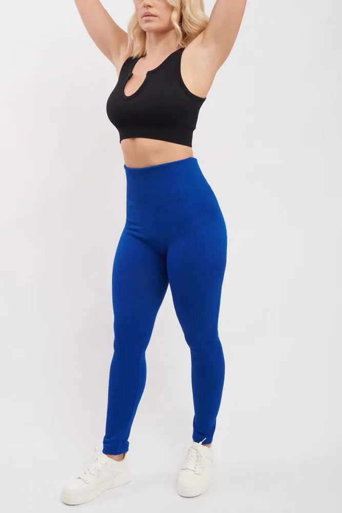 Plain Ribbed Elasticated Waistband Legging_GRWO