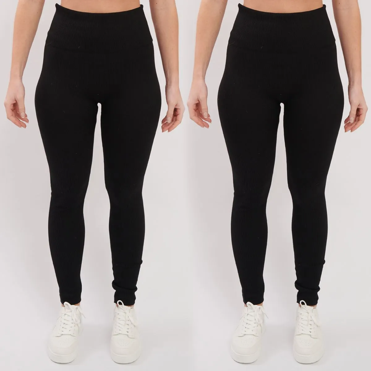 Plain Ribbed Elasticated Waistband Legging_GRWO
