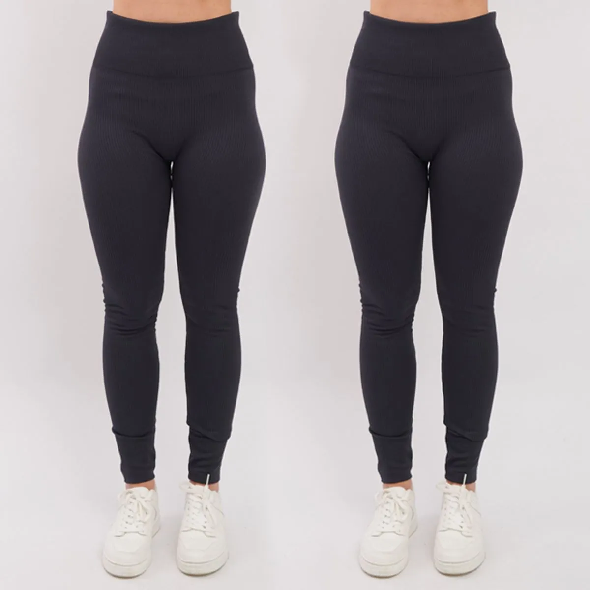 Plain Ribbed Elasticated Waistband Legging_GRWO