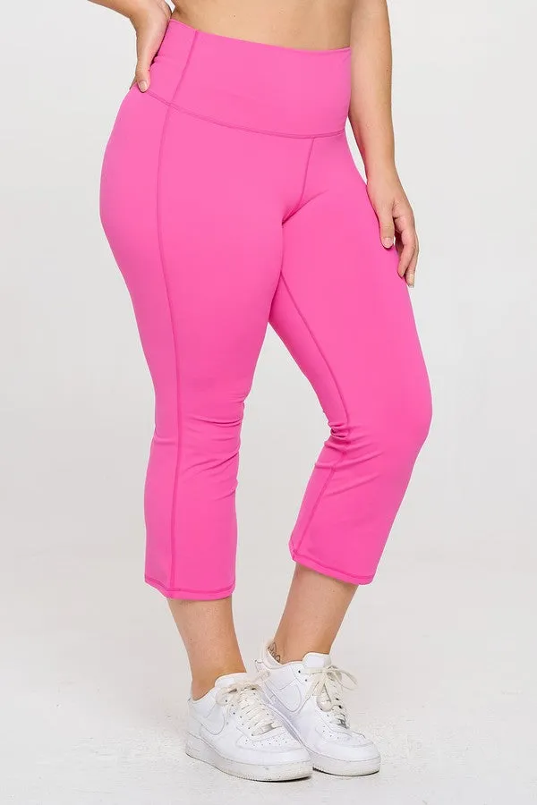 Plus Size Women's Ultra Soft High Waisted Flared Yoga Capris