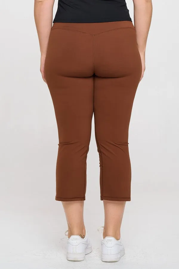 Plus Size Women's Ultra Soft High Waisted Flared Yoga Capris