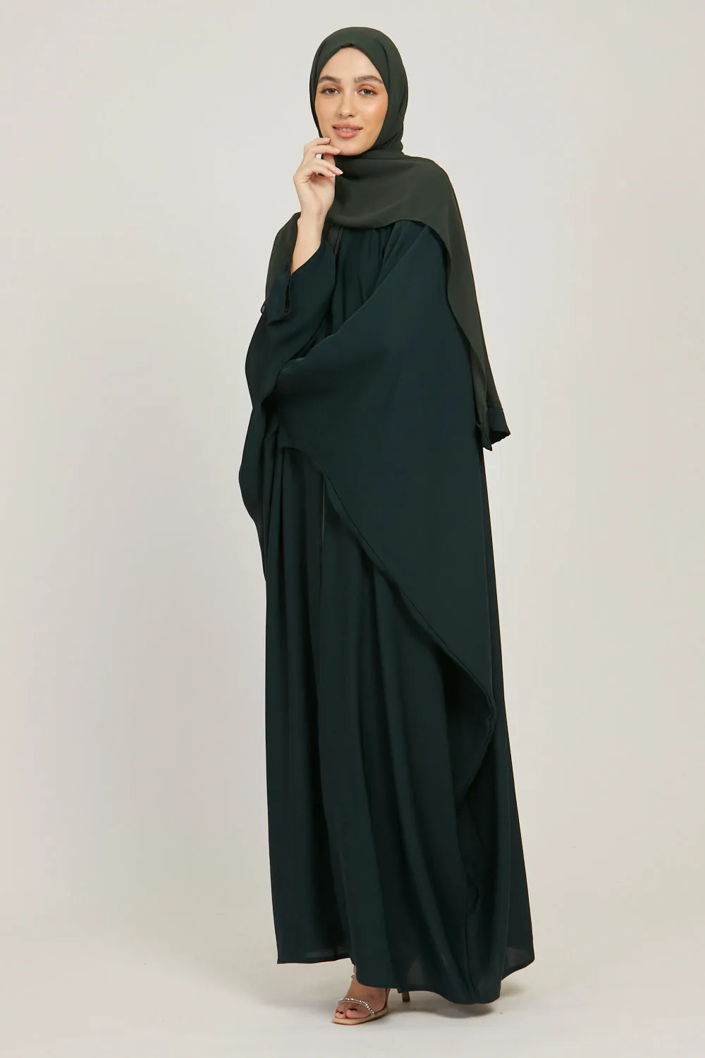 Premium Open Farasha - Deep Forest Green