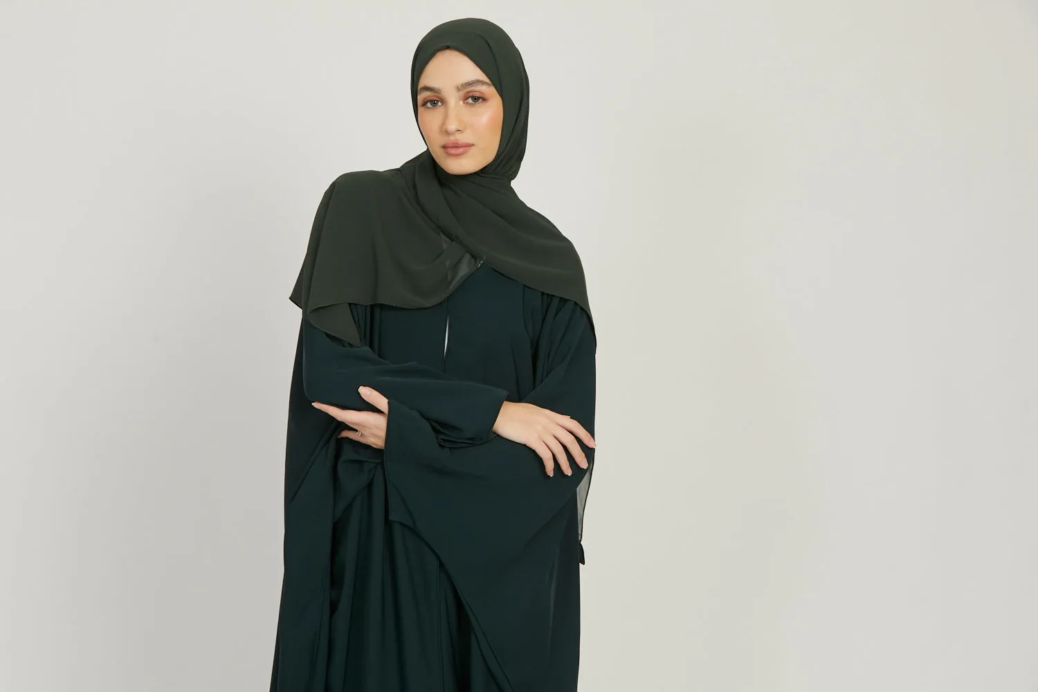 Premium Open Farasha - Deep Forest Green