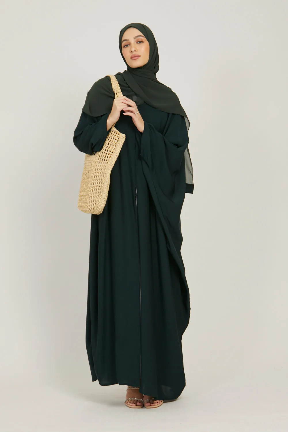 Premium Open Farasha - Deep Forest Green