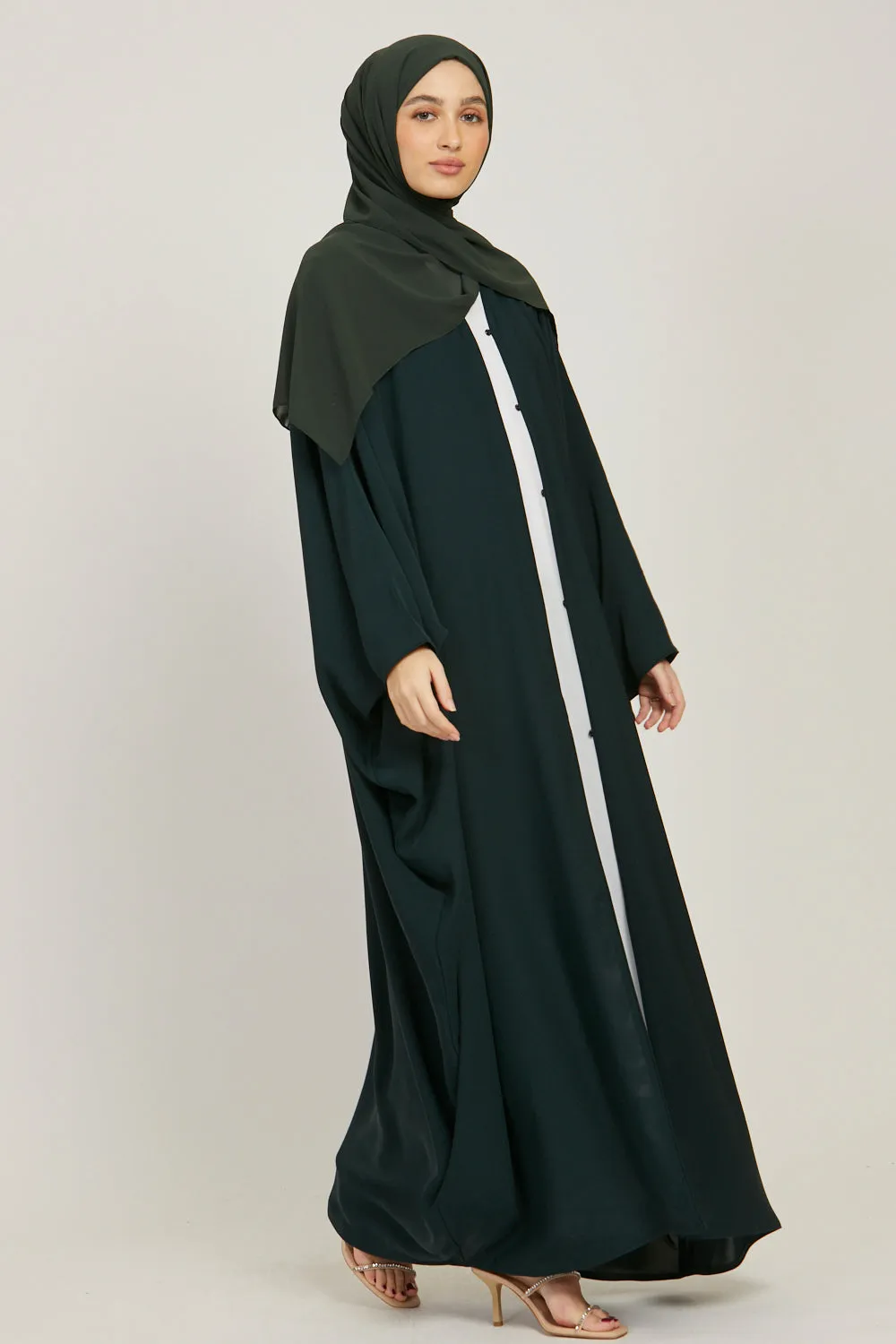 Premium Open Farasha - Deep Forest Green