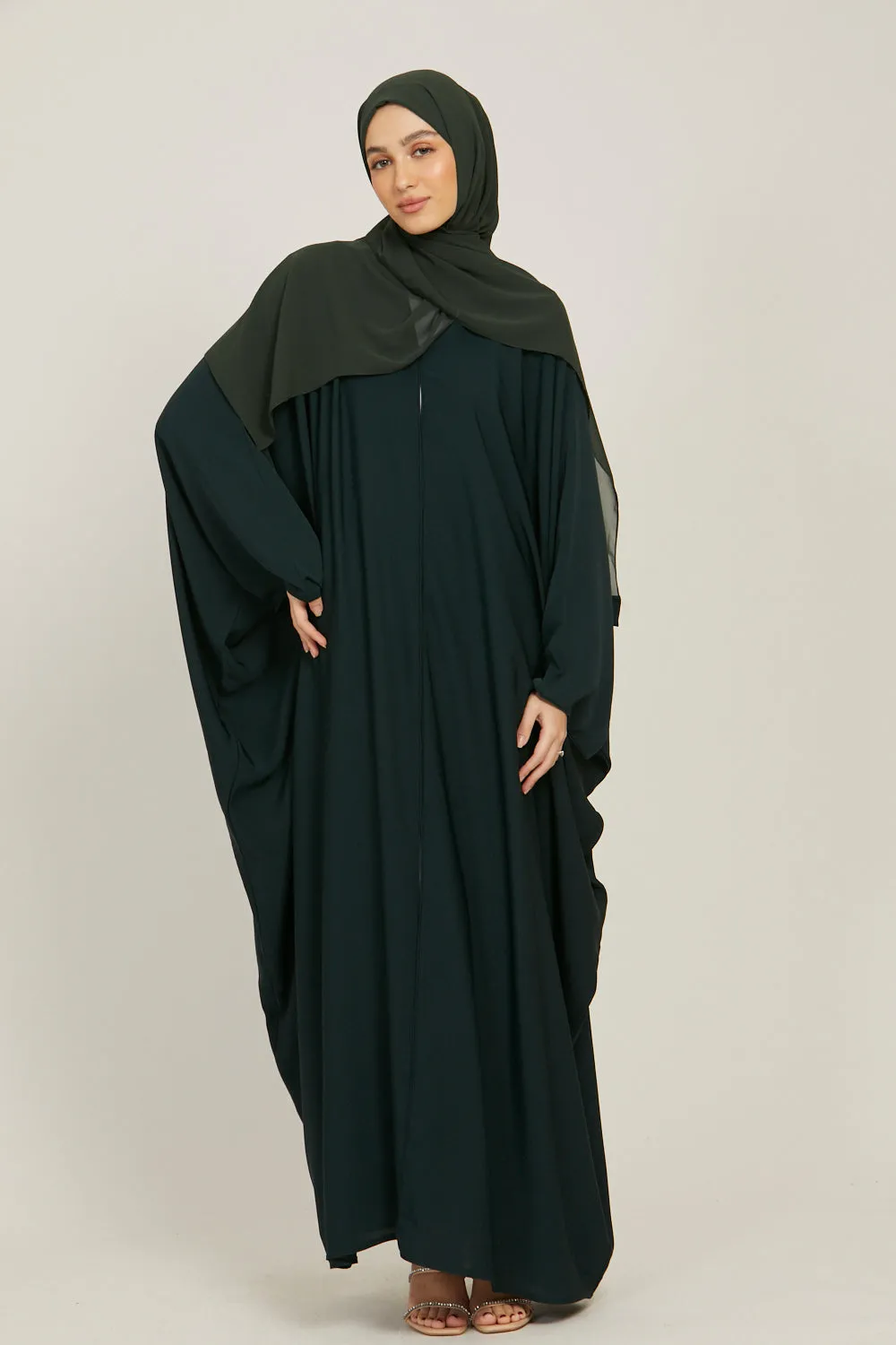 Premium Open Farasha - Deep Forest Green