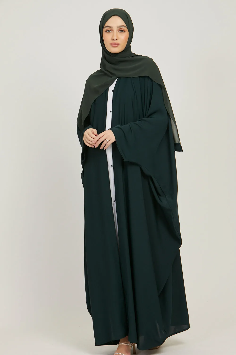 Premium Open Farasha - Deep Forest Green