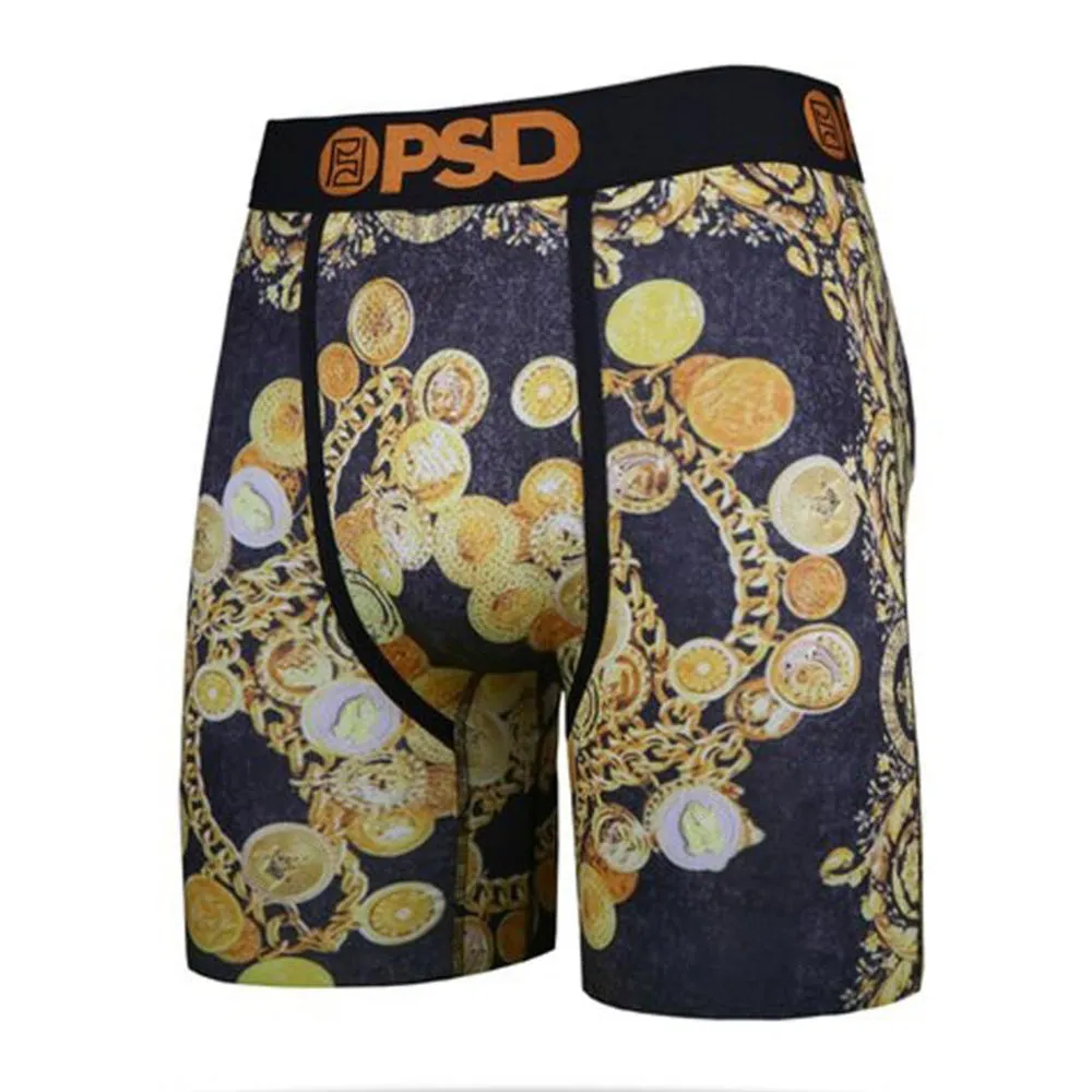 PSD Mens Black Gold Chains Sace Bling Urban Boxer Briefs X-Large Underwear - E21810065-BLK-XL