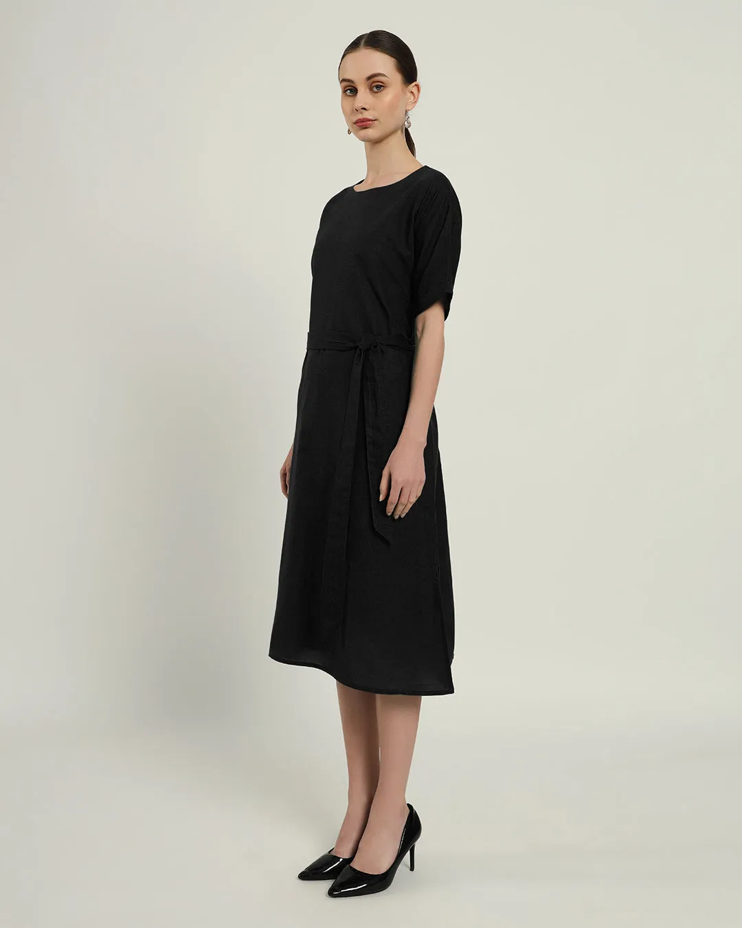 The Tayma Daisy Noir Linen Dress