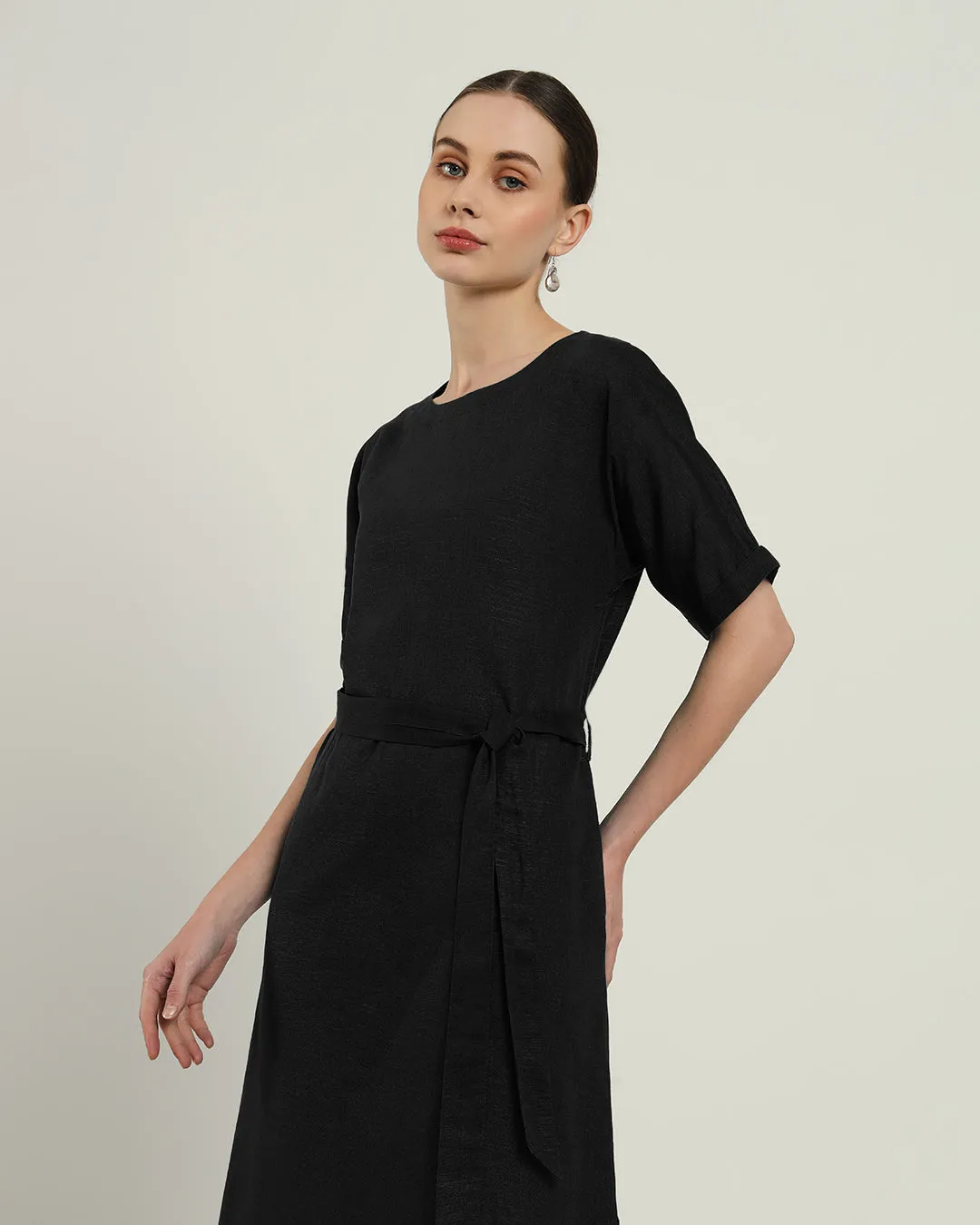 The Tayma Daisy Noir Linen Dress