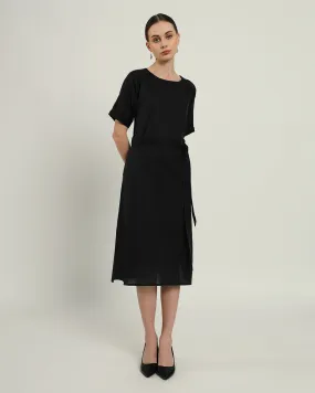 The Tayma Daisy Noir Linen Dress