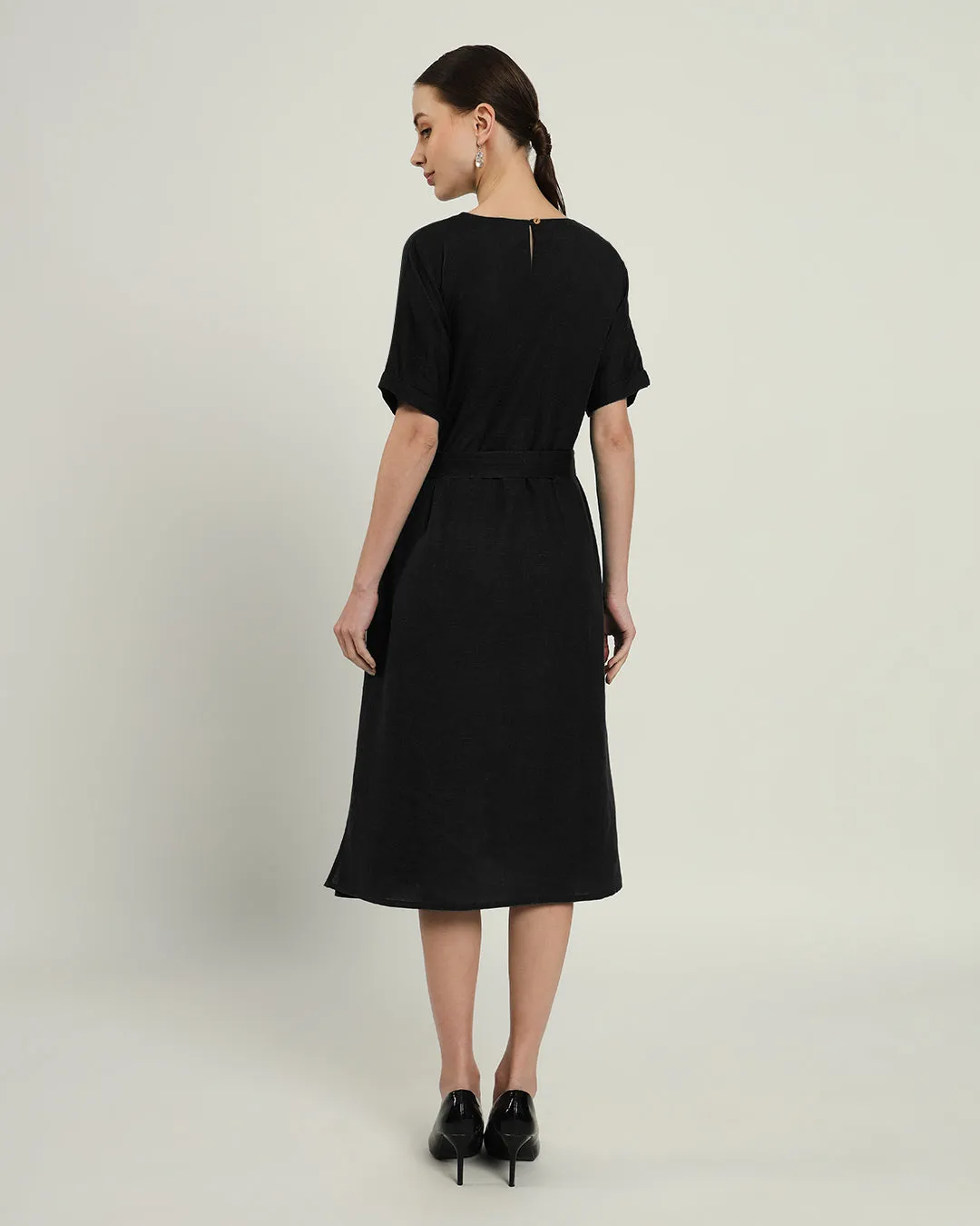 The Tayma Daisy Noir Linen Dress