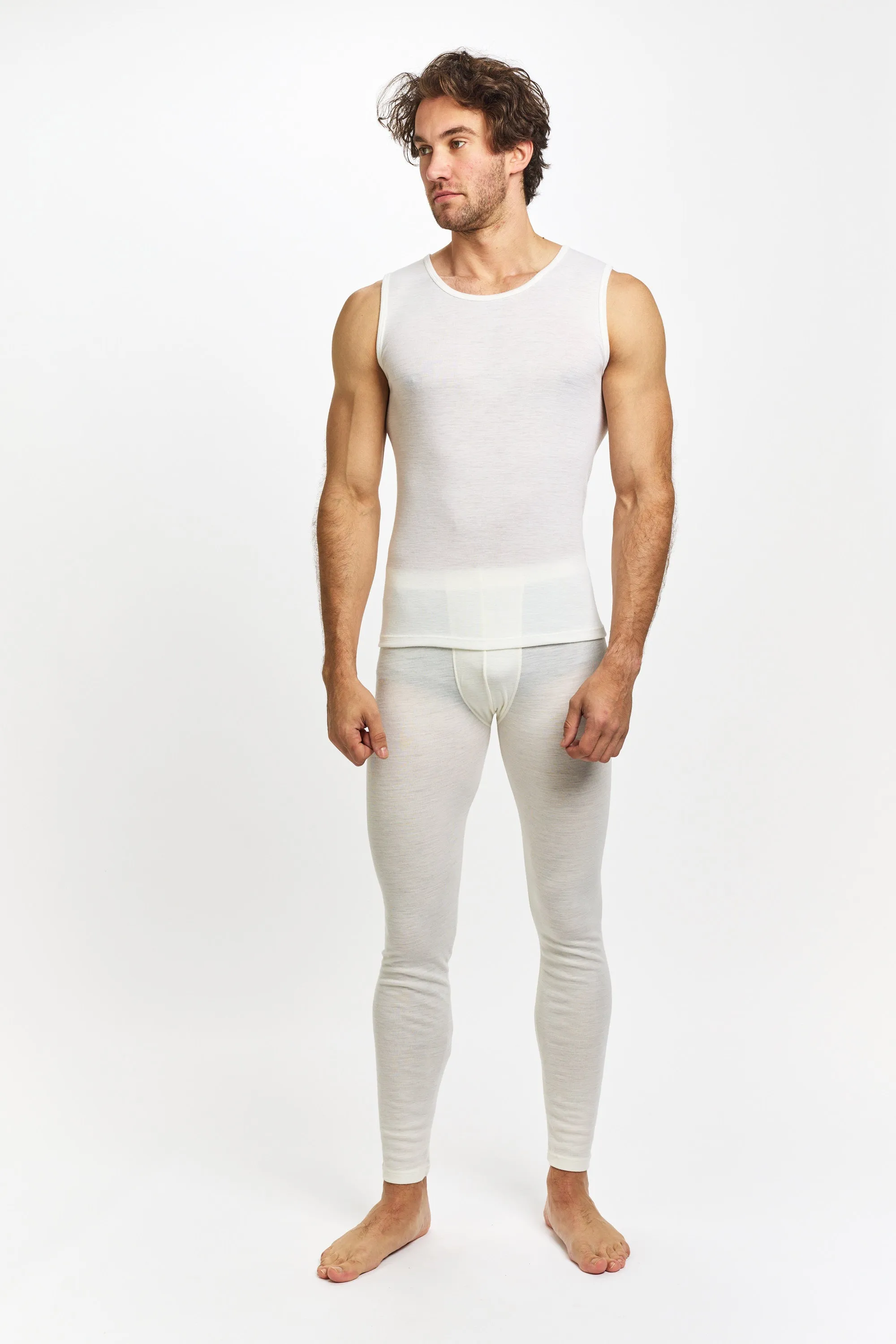 Thermal Underwear Mens Pure Merino Wool Long John - Ivory