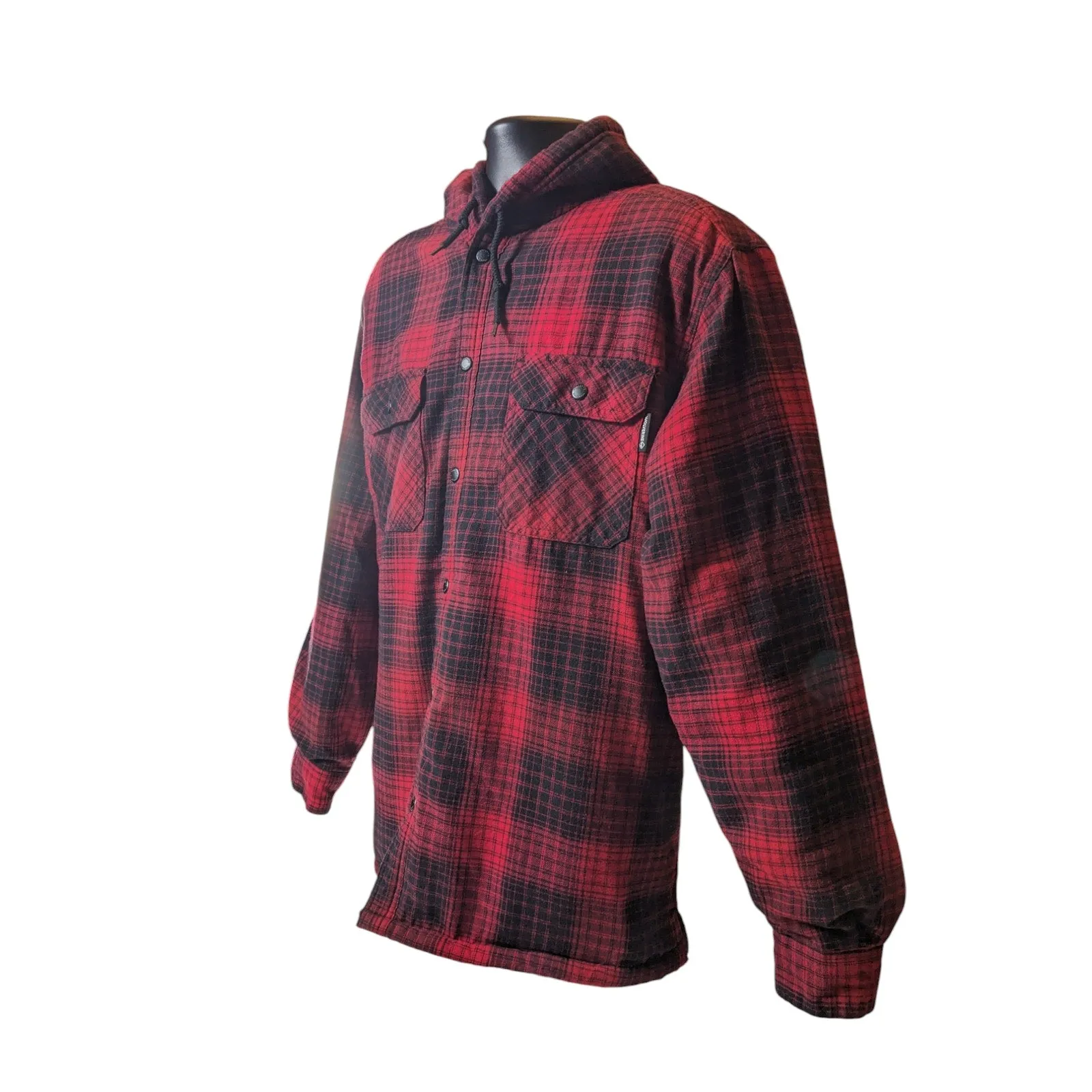 Wolverine Flannel Shirt Jacket Mens XL Sherpa Lined Plaid Hooded Snap Lumberjack